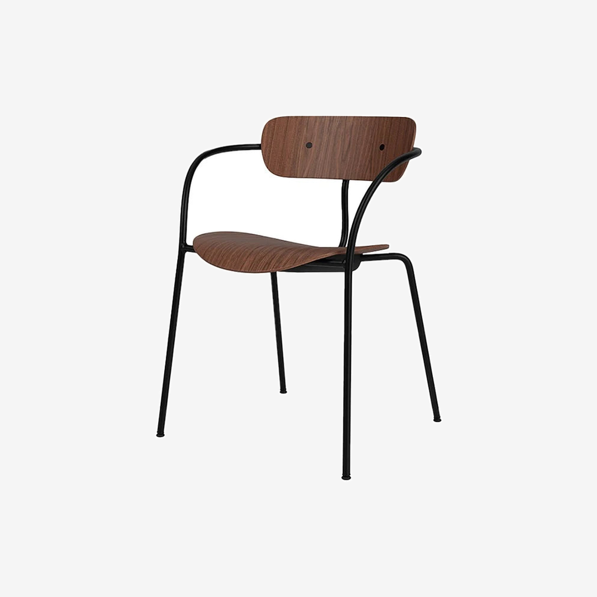 Pavilion Armchair AV2 Black/Lacquered Walnut/Black Fitting