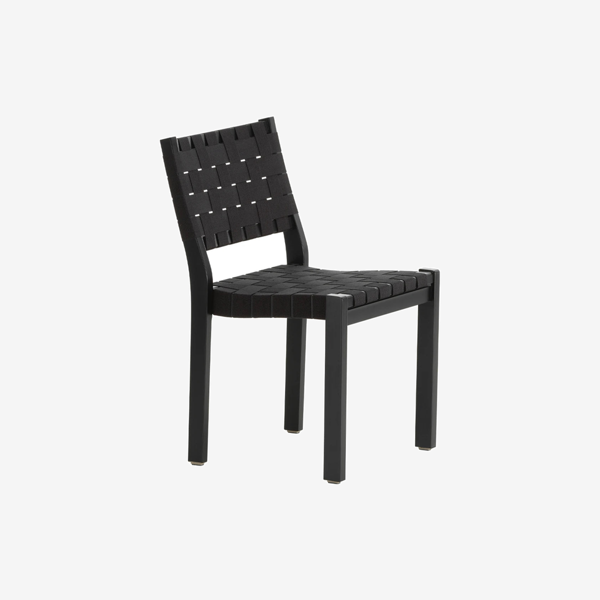 Chair 611 Black Lacquered Birch Frame Black Webbing