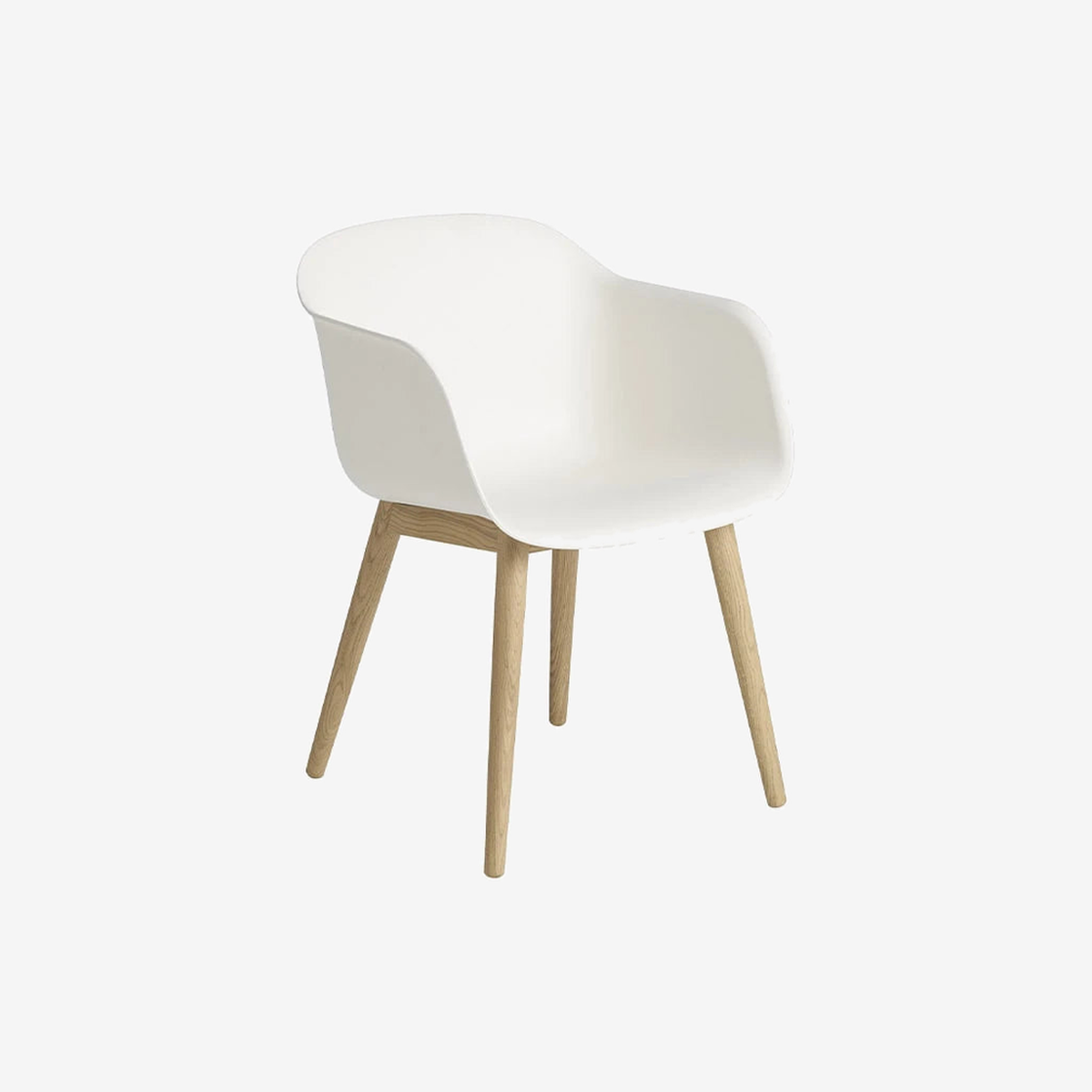 Fiber Armchair Wood Base Natural White/Oak