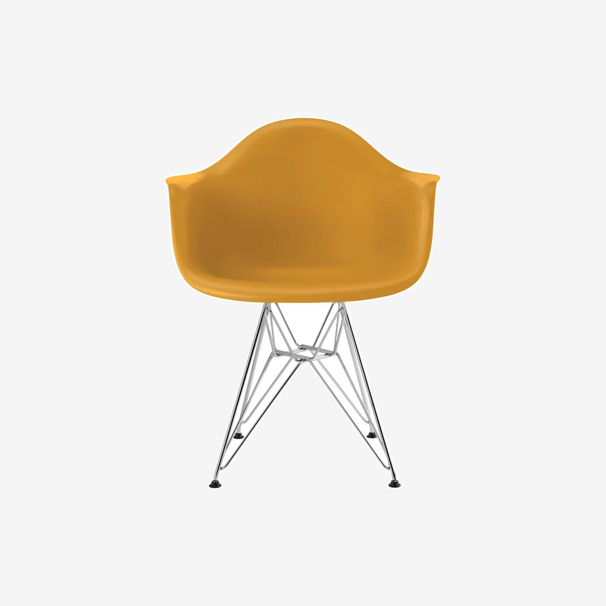 Eames Molded Plastic Armchair Deep Yellow-Wire Chrome Base (DAR)