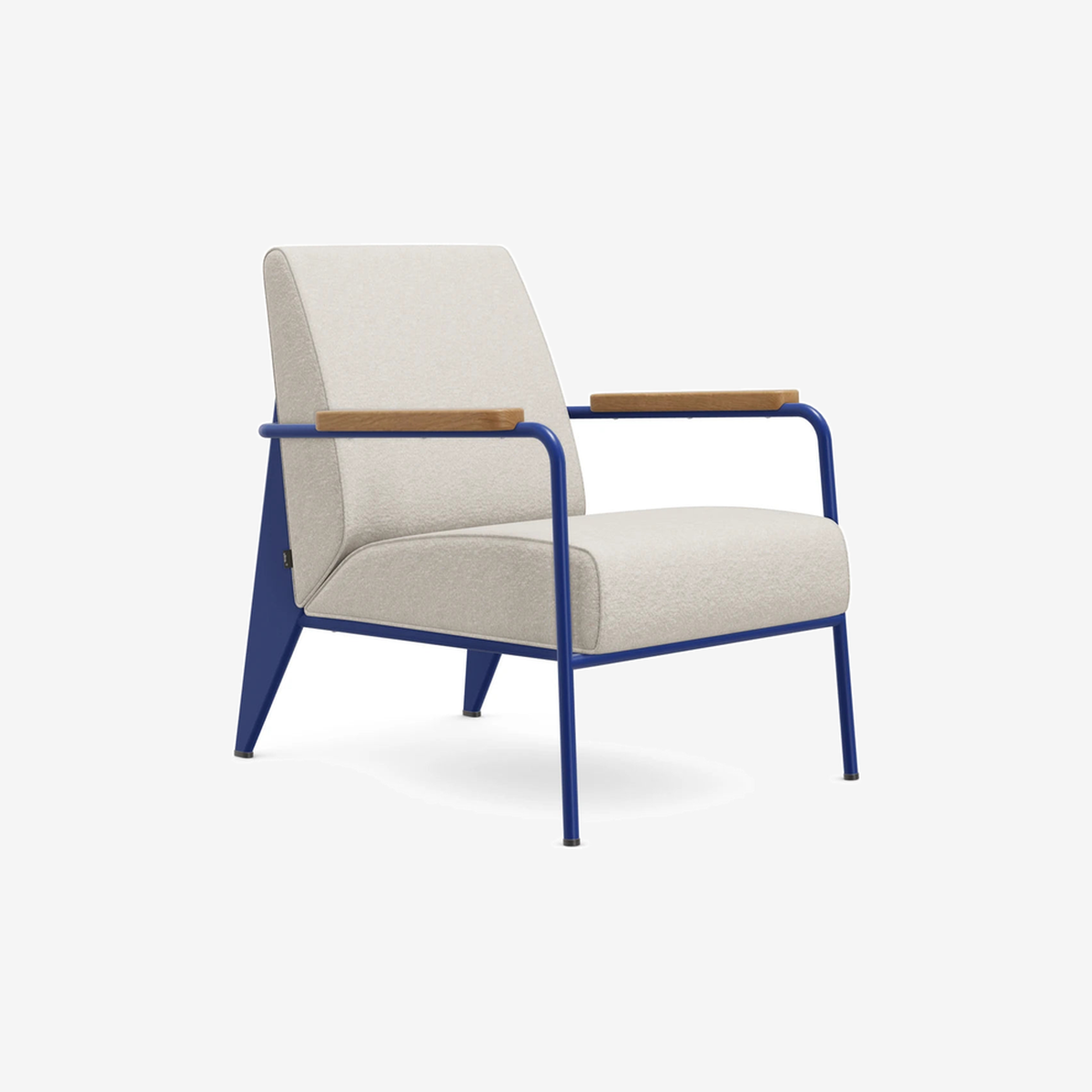 Fauteuil De Salon Nubia-Ivory Pearl Bleu Marcoule Natural Oak Arm