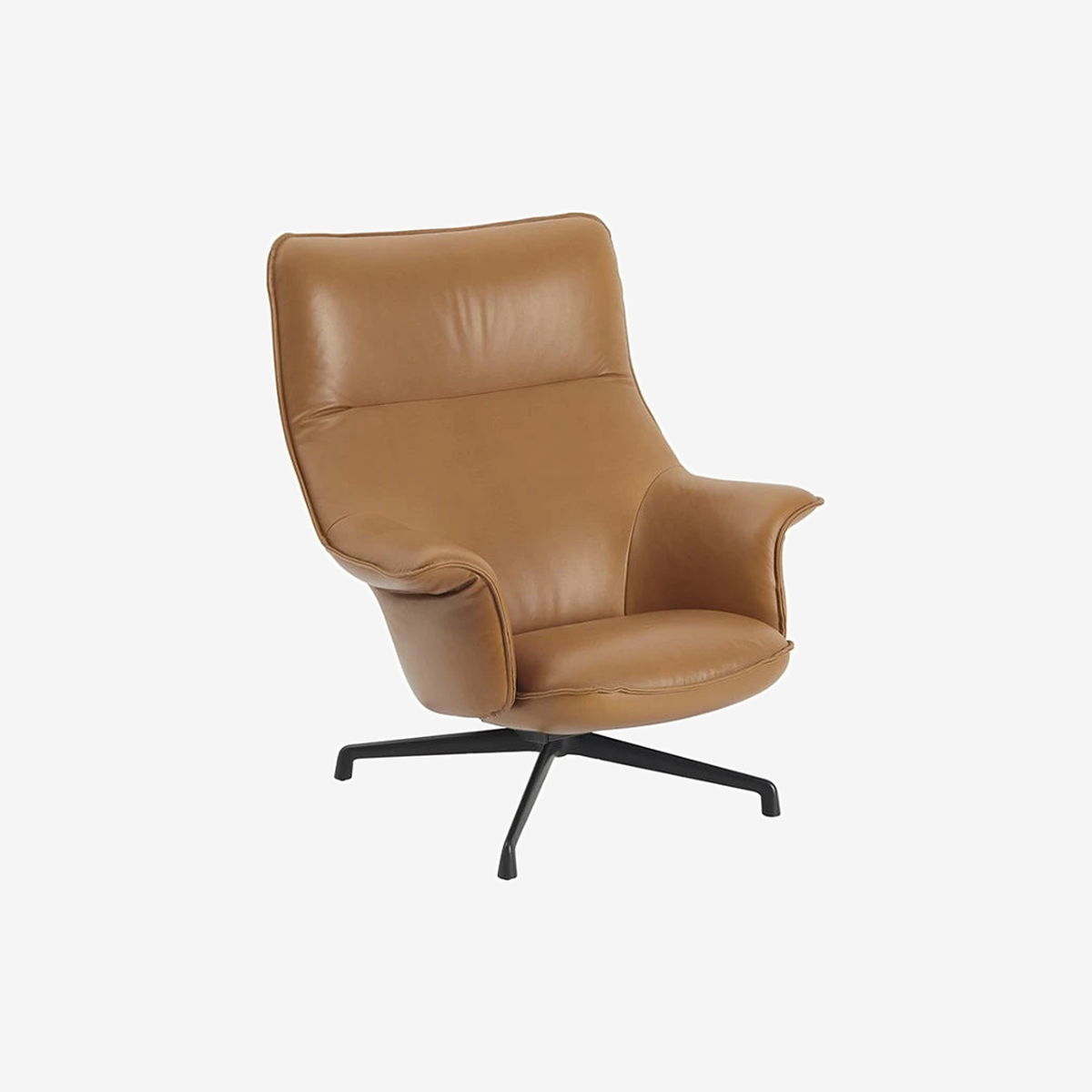 Doze Lounge Chair High Swivel Black/Refine Leather Cognac