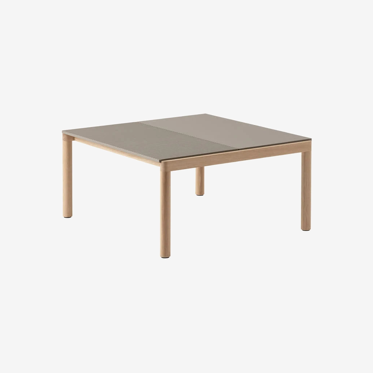 Couple Coffee Table 1 Plain 1Wavy Taupe/Oak
