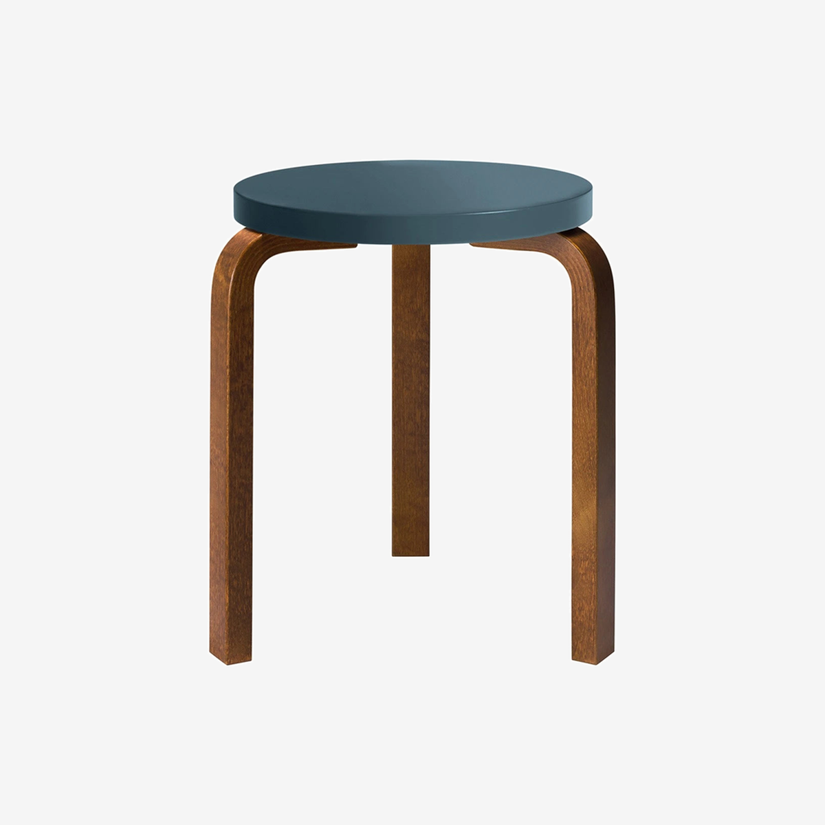 Stool 60 Blue Lacquered-Walnut Stained