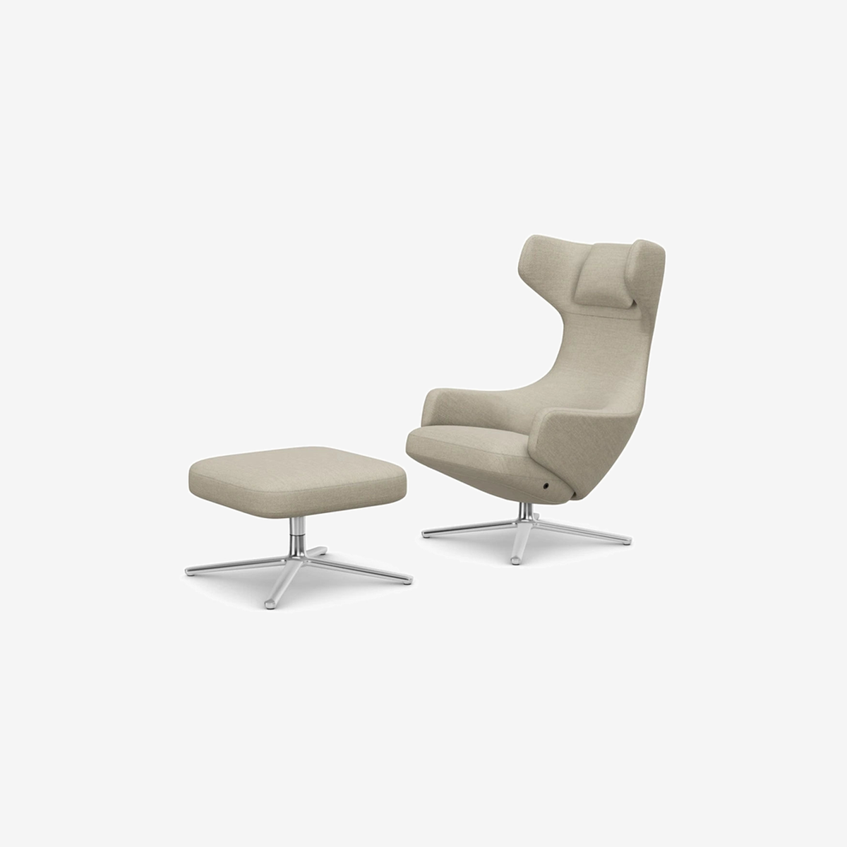 Grand Repos and Ottoman Dumet beige grey Lounge Chair