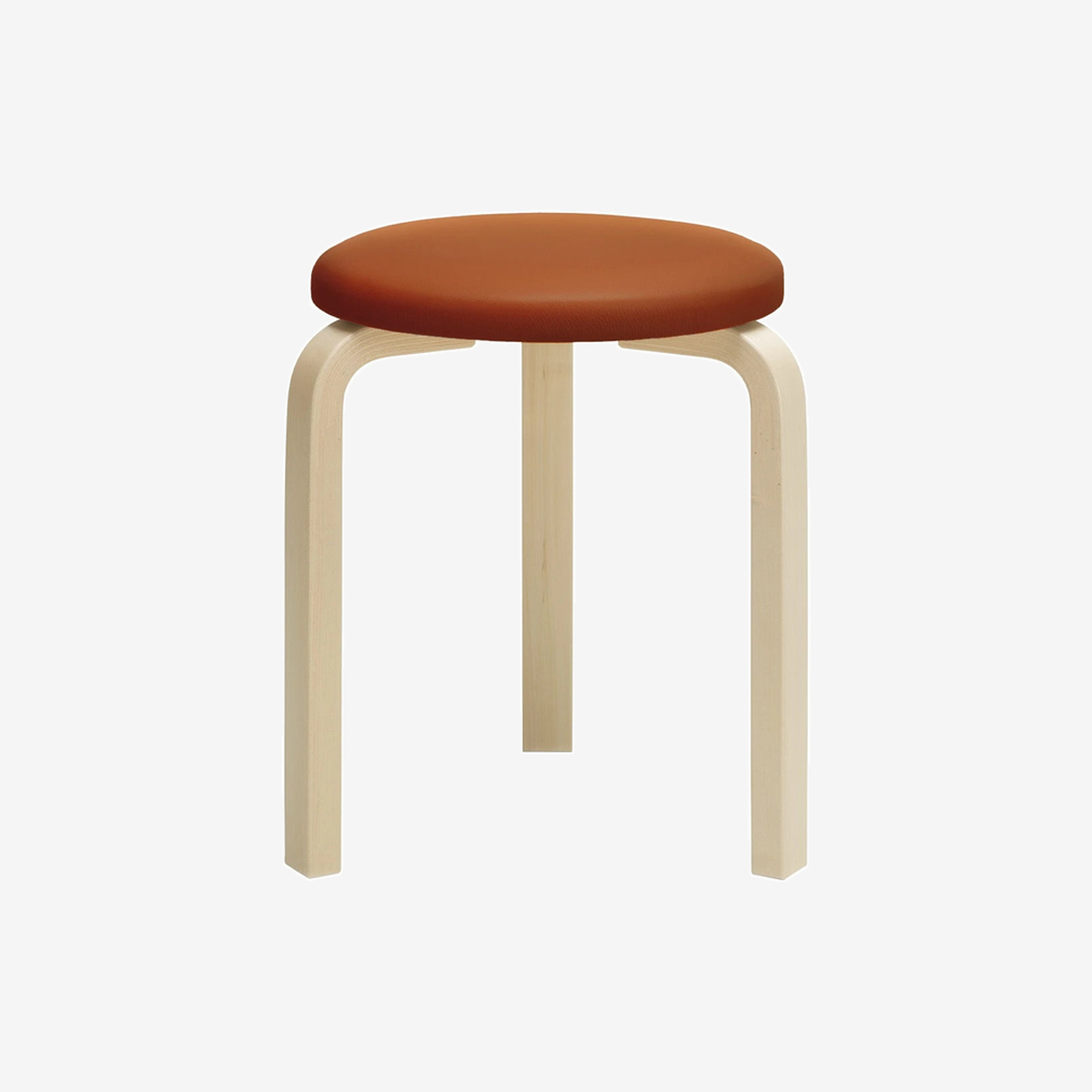 Stool 60 foam upholstery Leather cognac birch