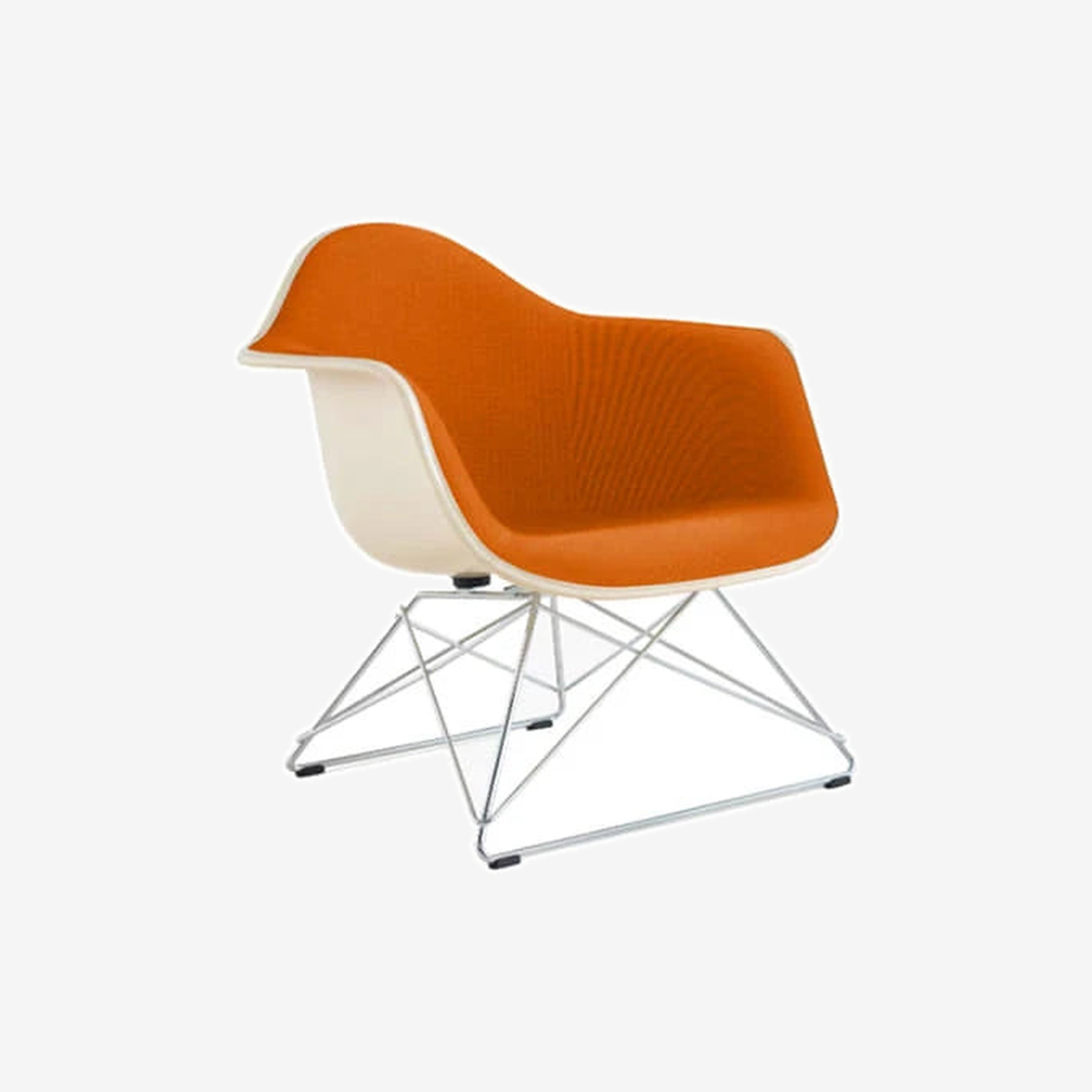 Eames Plastic Arm Chair, Low Wire Base (Upholstered)