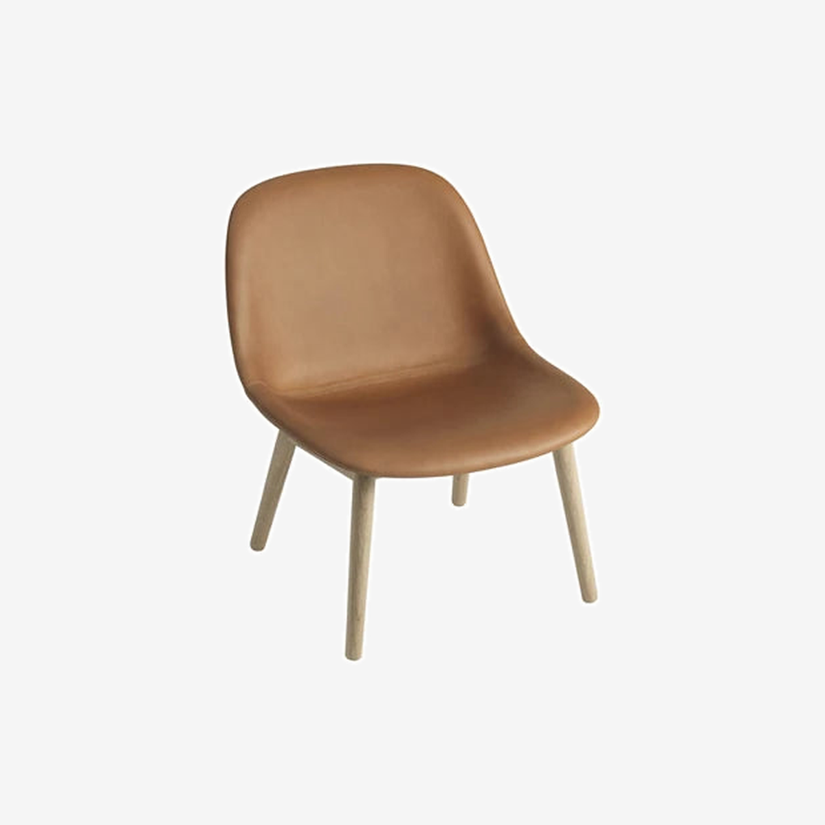 Fiber Lounge Chair Wood Refine Leather Cognac