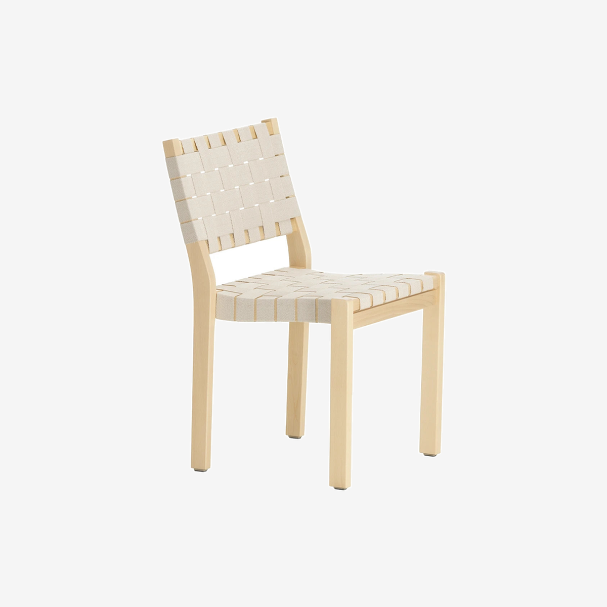 Chair 611 Natural Birch Frame Natural & White Webbing