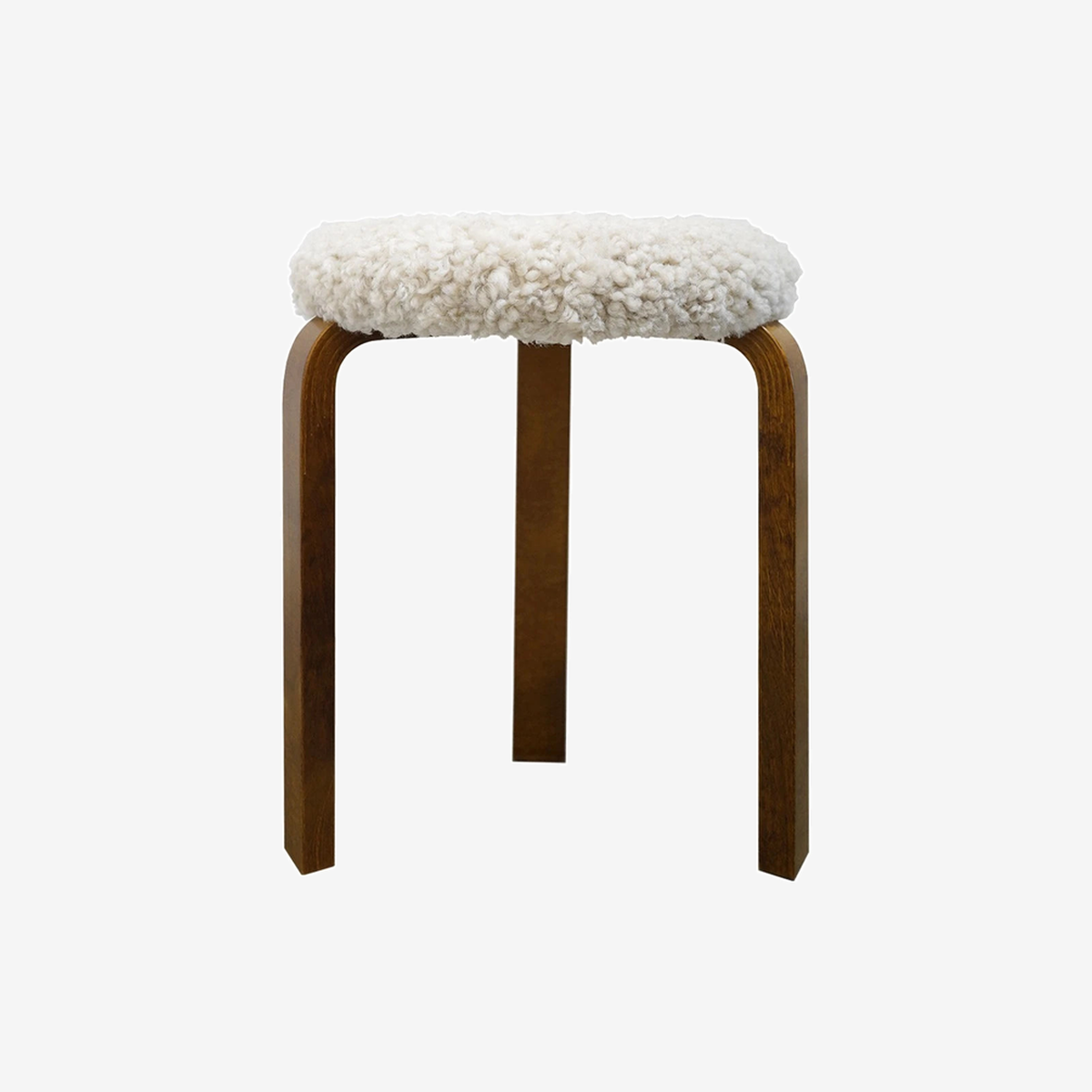 Stool 60 Walnut Stained Birch-sheepskin moonlight