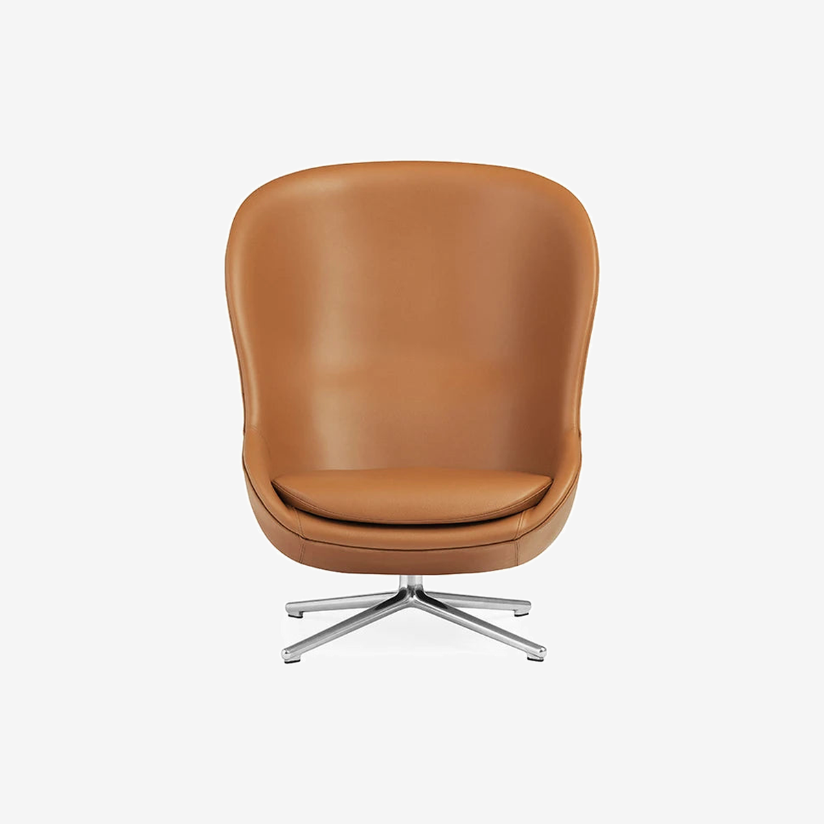 Hyg Lounge Chair High Swivel Leather Brandy