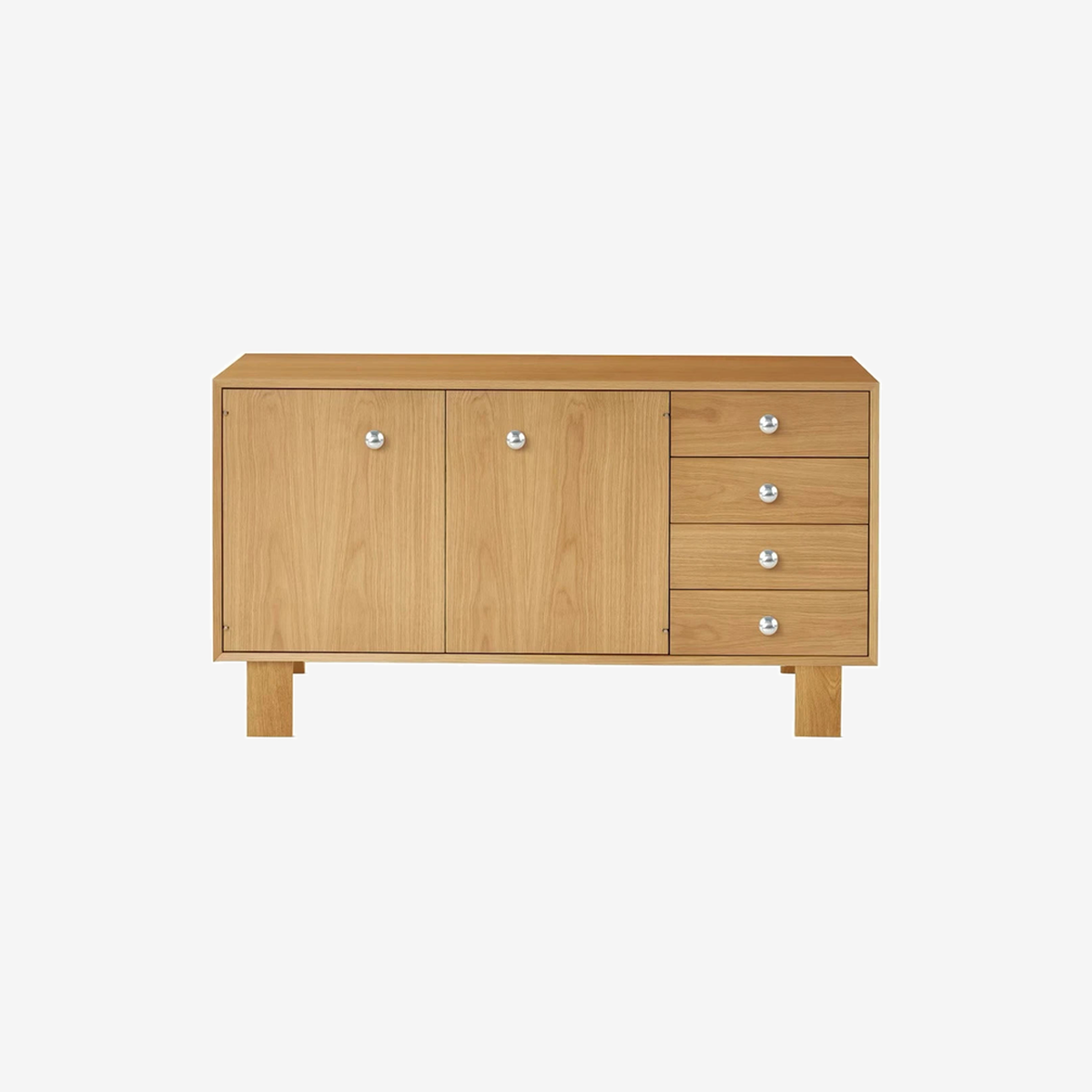 Nelson Basic Cabinet Series - Credenza 2 Doors, 4 Drawers White Oak