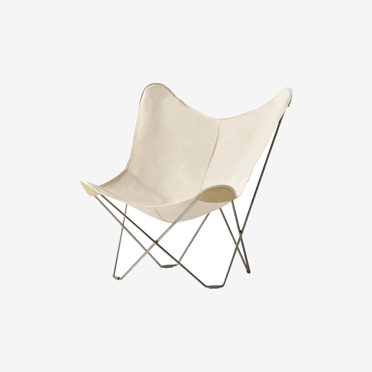 Butterfly Chair Canvas Mariposa White and Chrome