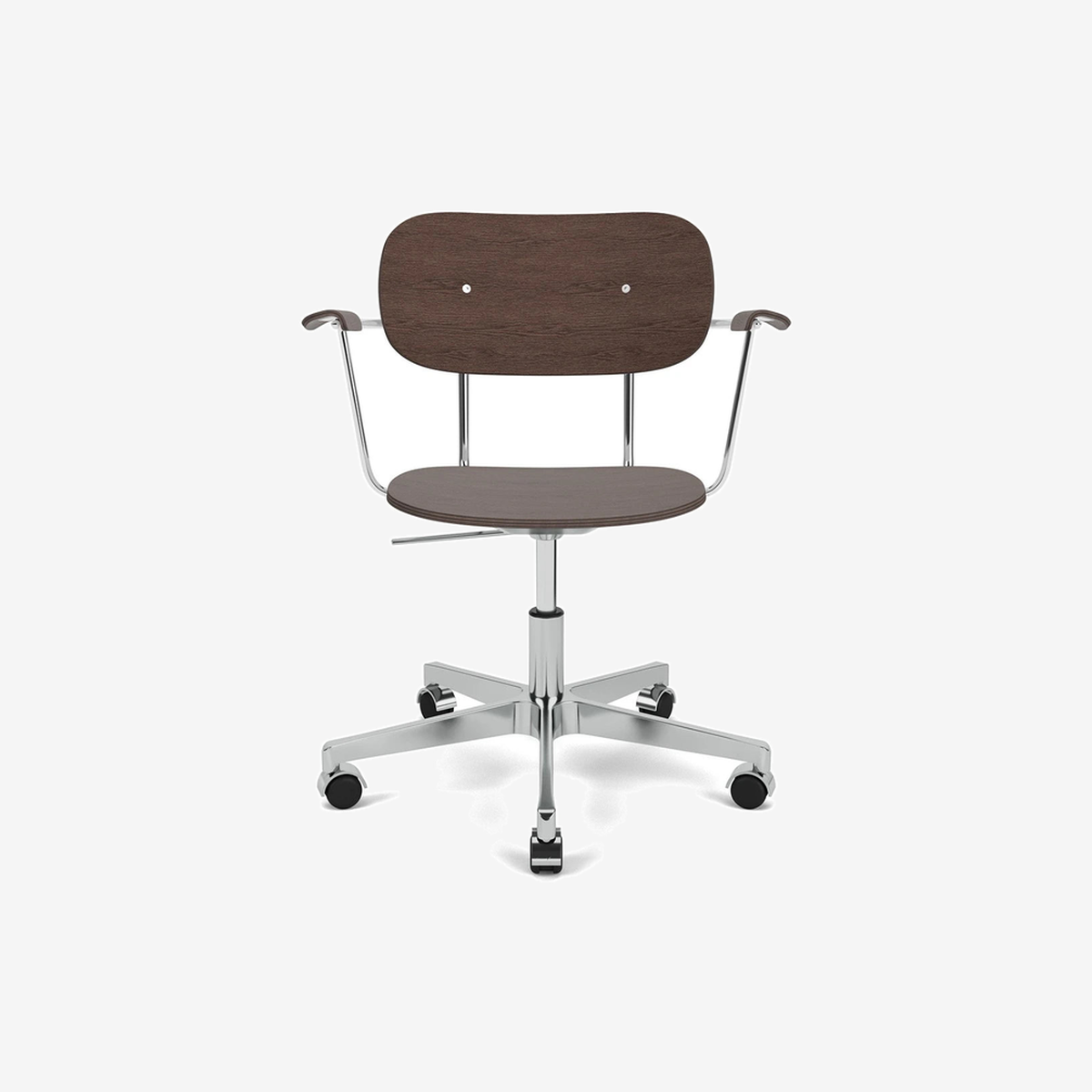Co Task Chair Veneer W armrests Dark Stained Oak - Polished aluminium