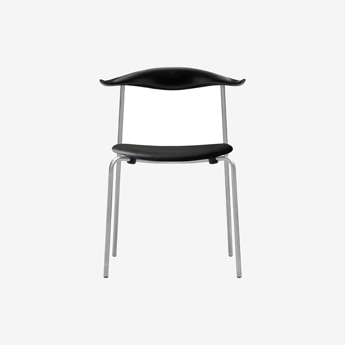 CH88P Chair Beech-Black Painted Leather Seat-Thor 301 Stainless Steel