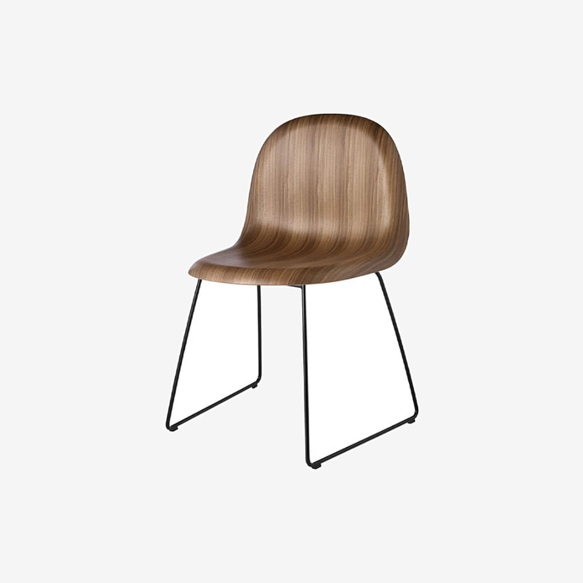 3D Dining Chair Sled Black/American Walnut
