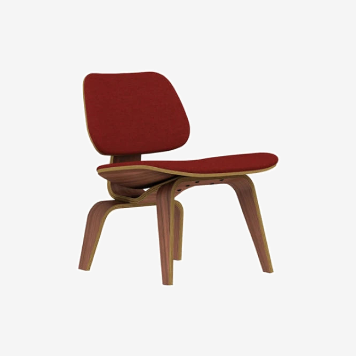 Eames Molded Plywood Lounge Chair, Wood Base - Fabric Upholstered