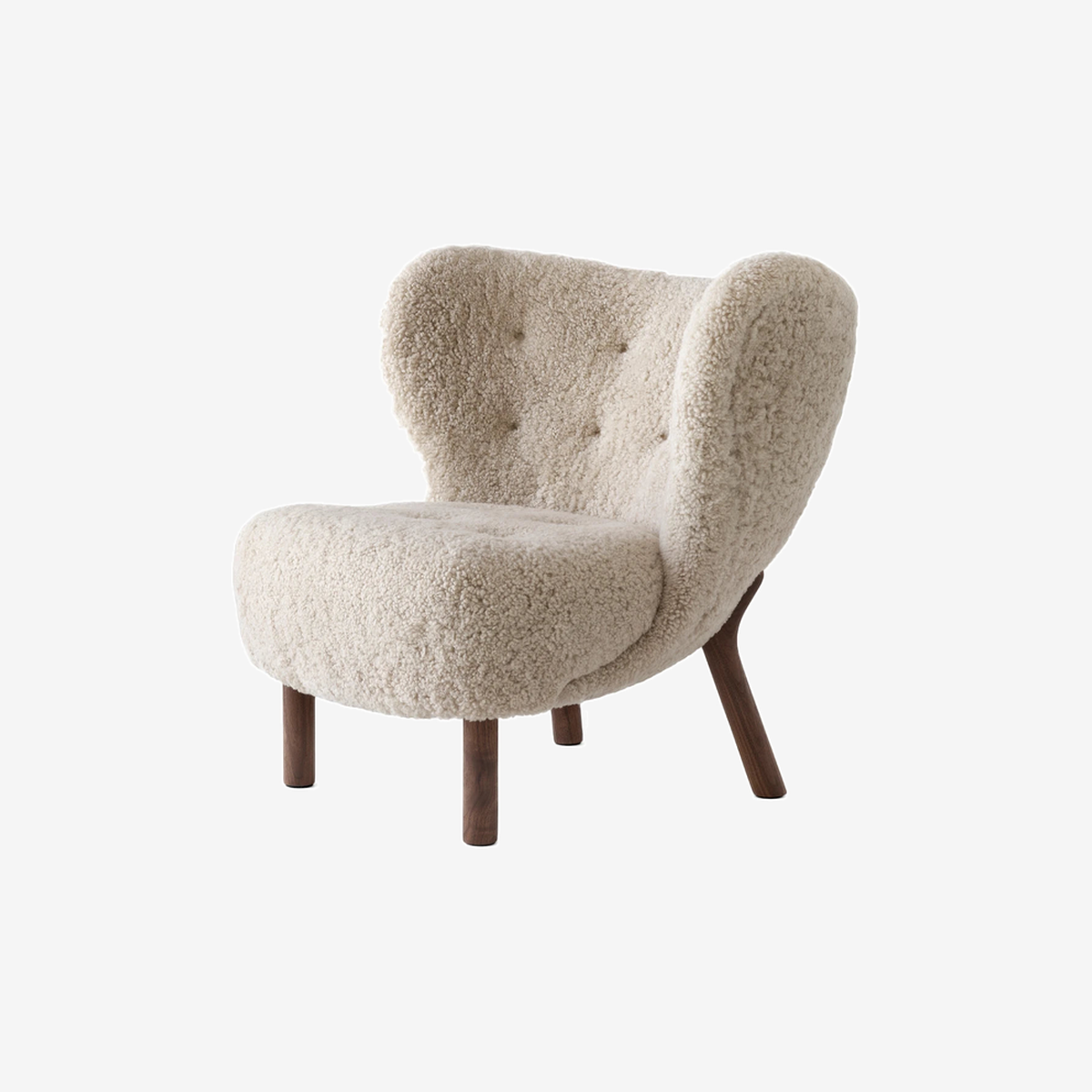 Little Petra Lounge Chair VB1 Sheepskin or Moonlight-Walnut