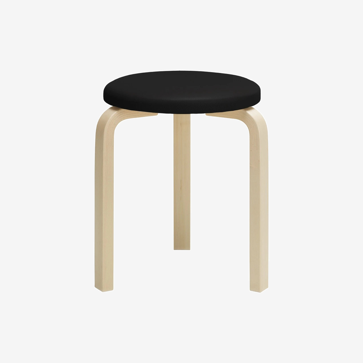 Stool 60 foam upholstery Leather black birch