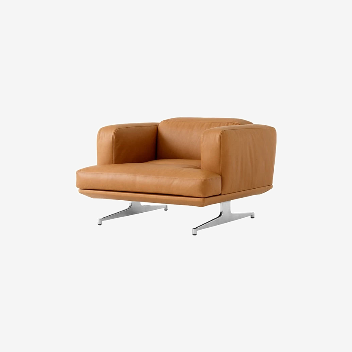 Inland Lounge Chair AV21 Aluminum/Noble Cognac Leather