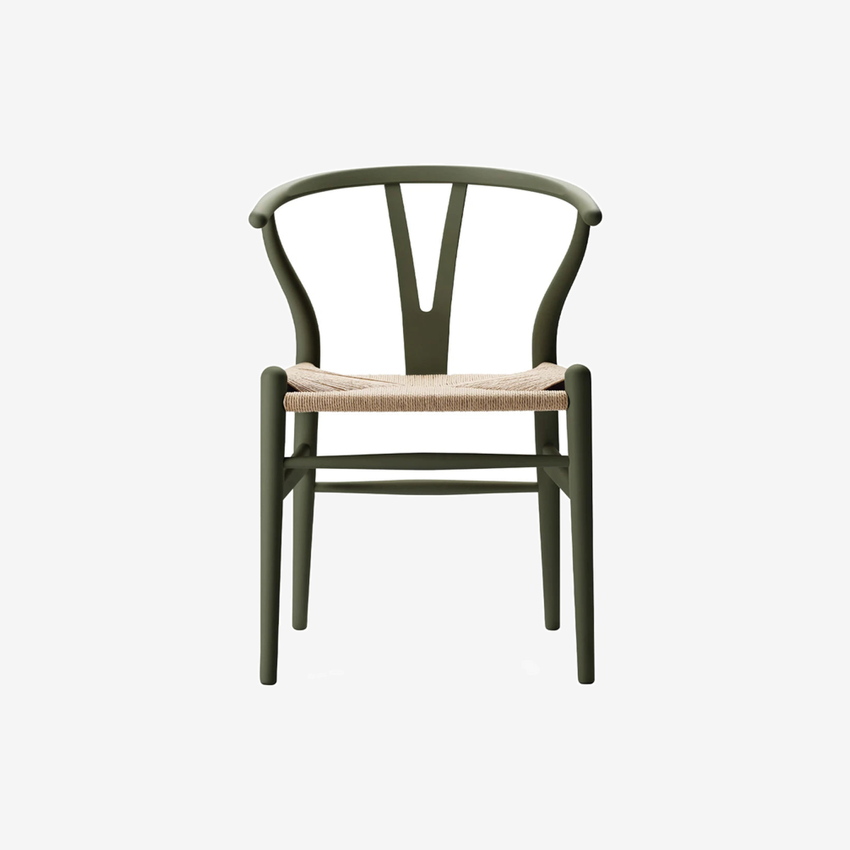 CH24 Wishbone Chair Beech Soft Paint Seaweed Natural Paper Cord