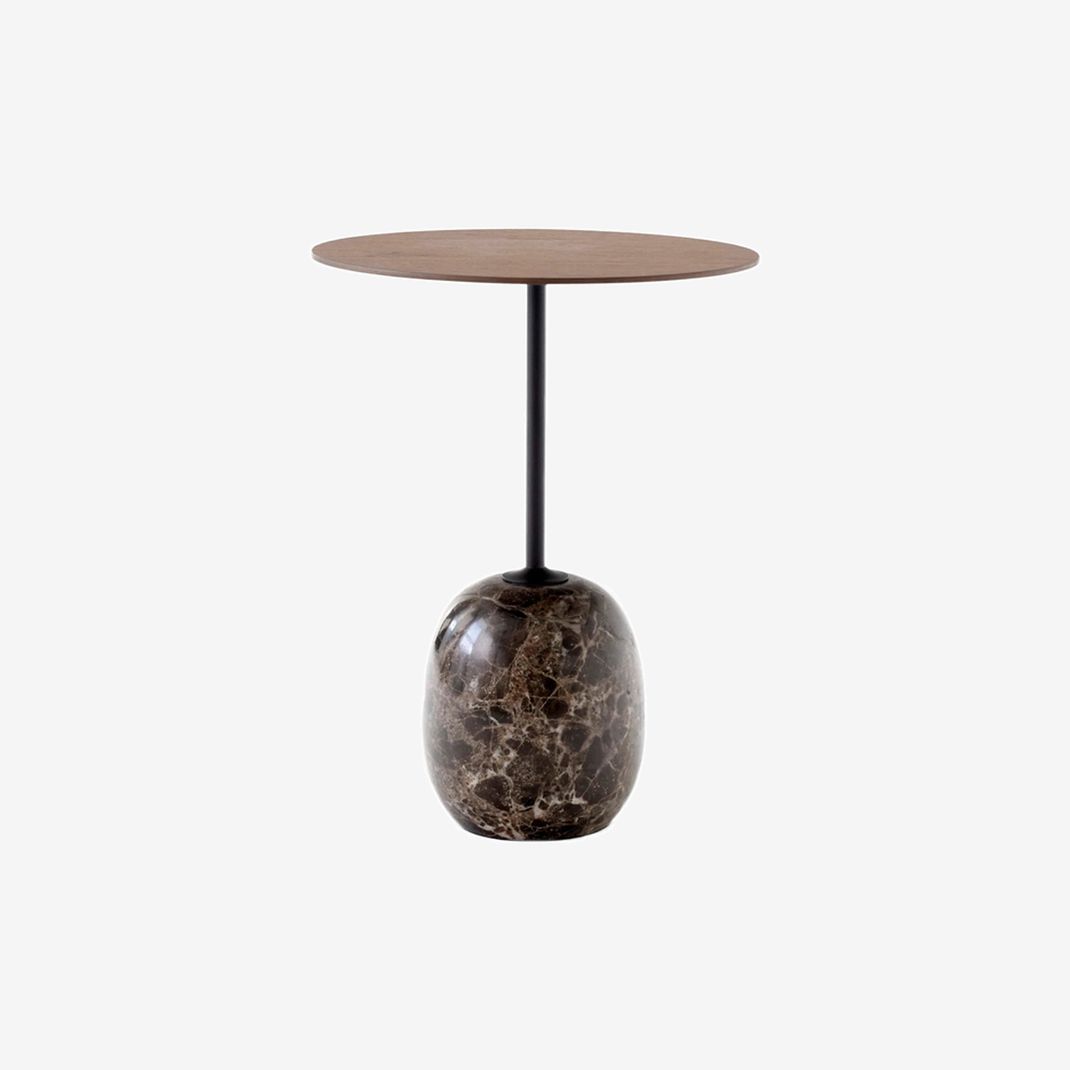 LN8 Lato Round Table Walnut-Emparador Marble